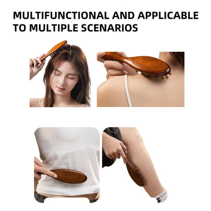 Nuaiute Sandalwood Loc Brush for Dreads - Wooden Round Dreadlock Scalp Comb, Dread Massager & Dandruff Scrubber for Curly Hair, Long Teeth No Static, Brown