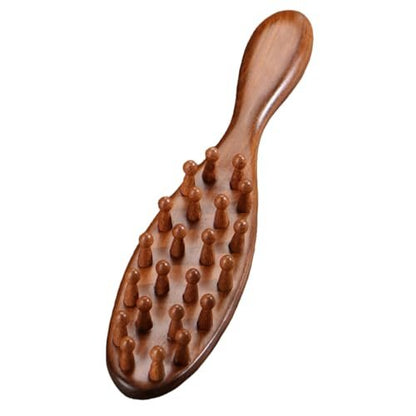 Nuaiute Sandalwood Loc Brush for Dreads - Wooden Round Dreadlock Scalp Comb, Dread Massager & Dandruff Scrubber for Curly Hair, Long Teeth No Static, Brown