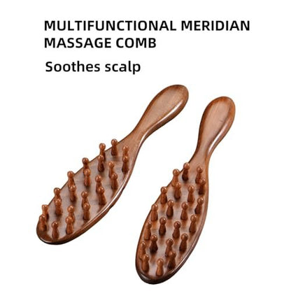Nuaiute Sandalwood Loc Brush for Dreads - Wooden Round Dreadlock Scalp Comb, Dread Massager & Dandruff Scrubber for Curly Hair, Long Teeth No Static, Brown
