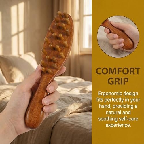 Nuaiute Sandalwood Loc Brush for Dreads - Wooden Round Dreadlock Scalp Comb, Dread Massager & Dandruff Scrubber for Curly Hair, Long Teeth No Static, Brown - görsel 4