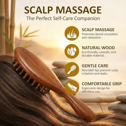 Nuaiute Sandalwood Loc Brush for Dreads - Wooden Round Dreadlock Scalp Comb, Dread Massager & Dandruff Scrubber for Curly Hair, Long Teeth No Static, Brown
