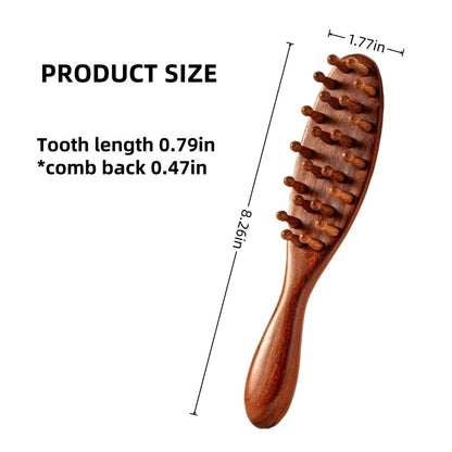 Nuaiute Sandalwood Loc Brush for Dreads - Wooden Round Dreadlock Scalp Comb, Dread Massager & Dandruff Scrubber for Curly Hair, Long Teeth No Static, Brown