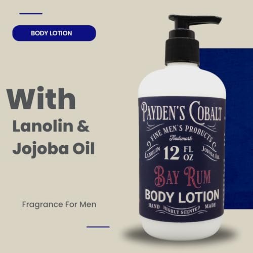 Payden's Cobalt Bay Rum For Men Scented Luxury Body Lotion with Lanolin and Jojoba Oil, 12 Oz - görsel 8