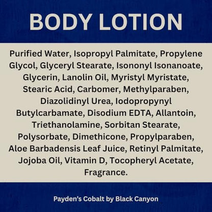 Payden's Cobalt Bay Rum For Men Scented Luxury Body Lotion with Lanolin and Jojoba Oil, 12 Oz