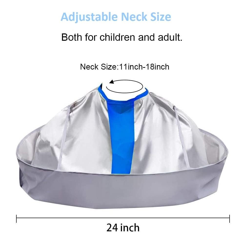 SZHSTC Waterproof Hair Cutting Cape for Adults - Reversible Barber Cape with Comb, Nylon Salon Cape (Blue & Gray, 30x30cm) - görsel 3