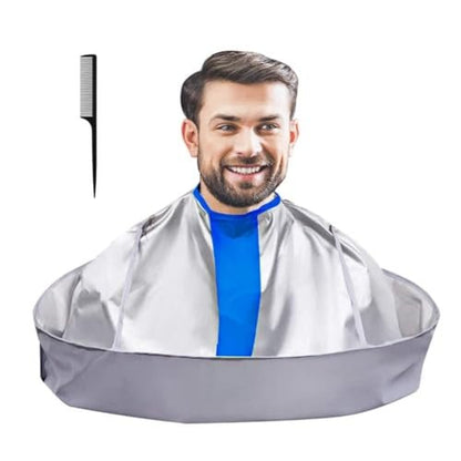 SZHSTC Waterproof Hair Cutting Cape for Adults - Reversible Barber Cape with Comb, Nylon Salon Cape (Blue & Gray, 30x30cm)