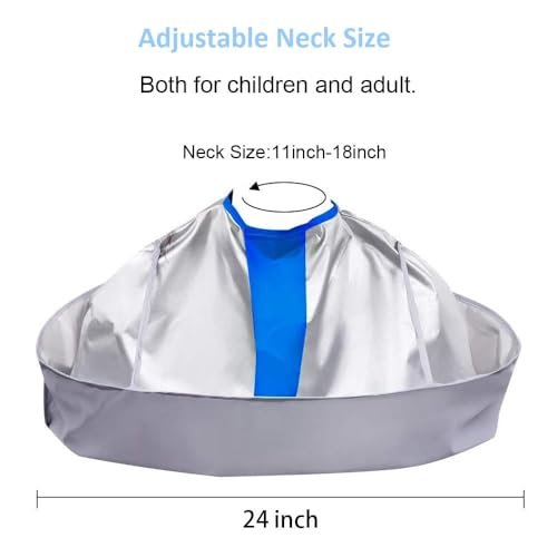 SZHSTC Waterproof Hair Cutting Cape for Adults - Reversible Barber Cape with Comb, Nylon Salon Cape (Blue & Gray, 30x30cm) - görsel 4