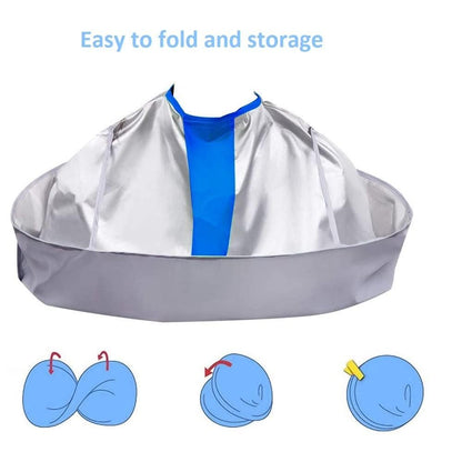 SZHSTC Waterproof Hair Cutting Cape for Adults - Reversible Barber Cape with Comb, Nylon Salon Cape (Blue & Gray, 30x30cm)