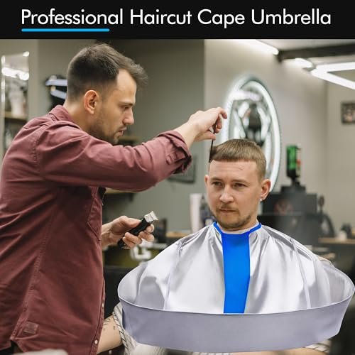 SZHSTC Waterproof Hair Cutting Cape for Adults - Reversible Barber Cape with Comb, Nylon Salon Cape (Blue & Gray, 30x30cm) - görsel 10