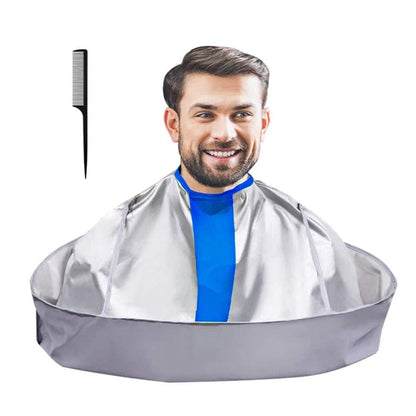 SZHSTC Waterproof Hair Cutting Cape for Adults - Reversible Barber Cape with Comb, Nylon Salon Cape (Blue & Gray, 30x30cm)