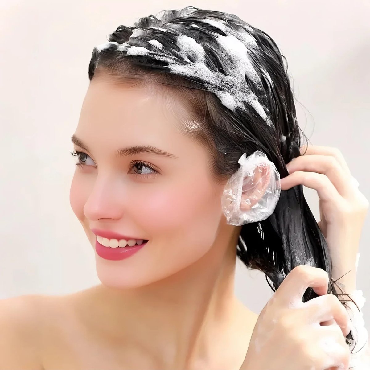 400 Pack Disposable Ear Covers for Shower Waterproof, Ear Shower Caps Hair Dye Ear Protectors for Adults - Clear Elastic Ear Caps for Bathing, Salon, Spa, Travel - görsel 8