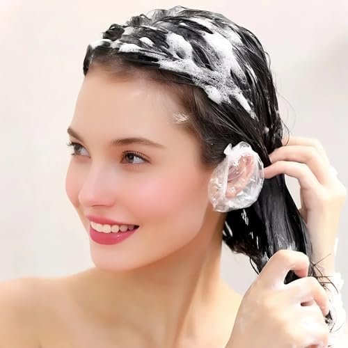 400 Pack Disposable Ear Covers for Shower Waterproof, Ear Shower Caps Hair Dye Ear Protectors for Adults - Clear Elastic Ear Caps for Bathing, Salon, Spa, Travel - görsel 9