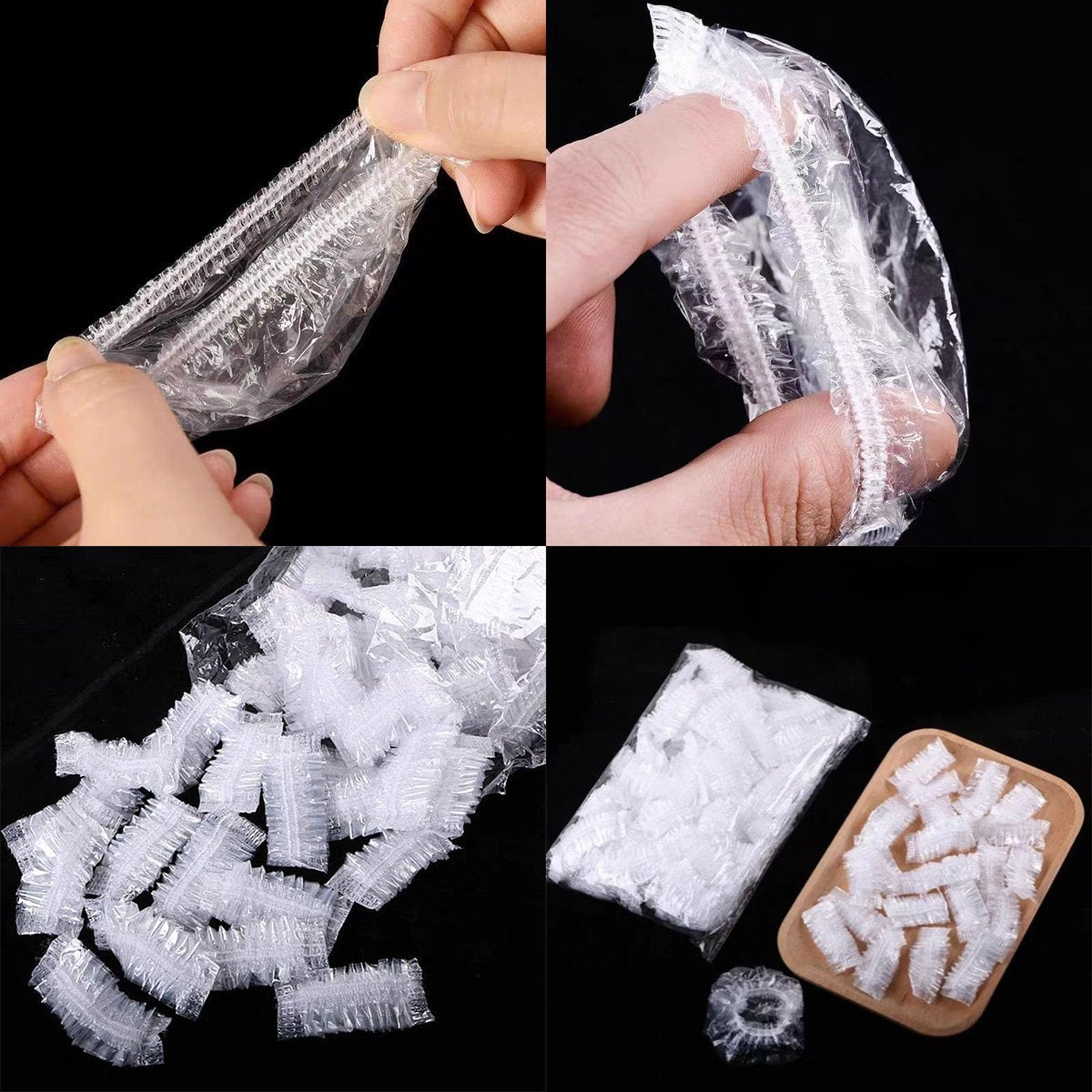 400 Pack Disposable Ear Covers for Shower Waterproof, Ear Shower Caps Hair Dye Ear Protectors for Adults - Clear Elastic Ear Caps for Bathing, Salon, Spa, Travel - görsel 10