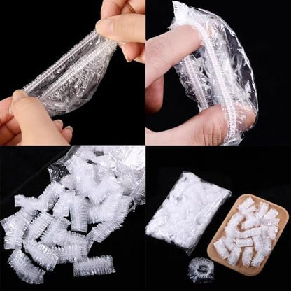400 Pack Disposable Ear Covers for Shower Waterproof, Ear Shower Caps Hair Dye Ear Protectors for Adults - Clear Elastic Ear Caps for Bathing, Salon, Spa, Travel