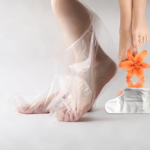 400-Pack Disposable Plastic Foot Covers for Feet – Leak-Proof Paraffin Wax Bath Liners, Moisturizing Socks for Pedicure, Spa, Cracked Heel Care & Shoe Trials (Includes Stickers for Secure Fit) - görsel 10