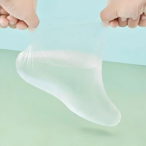 400-Pack Disposable Plastic Foot Covers for Feet – Leak-Proof Paraffin Wax Bath Liners, Moisturizing Socks for Pedicure, Spa, Cracked Heel Care & Shoe Trials (Includes Stickers for Secure Fit) - görsel 8