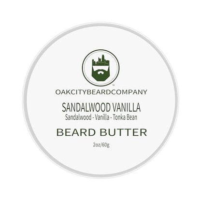 Oak City Beard Company Sandalwood Vanilla Beard Butter – 2 oz Natural Beard Conditioner & Moisturizer