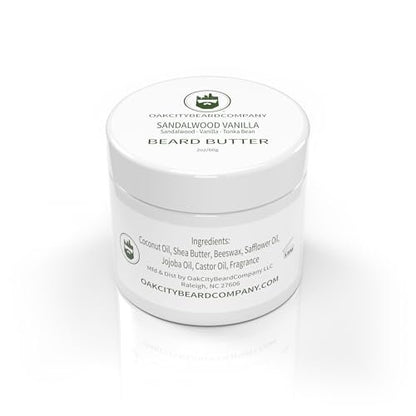 Oak City Beard Company Sandalwood Vanilla Beard Butter – 2 oz Natural Beard Conditioner & Moisturizer