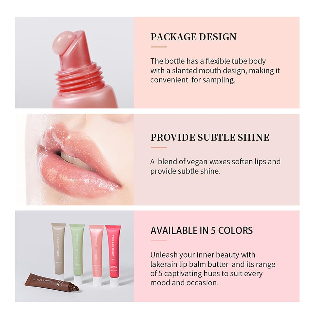 5-Color Summer Special Lip Balm Butter - Shea Butter & Avocado Oil, Lightweight & Non-Sticky, 5 Trending Shades (Vanilla Nude, Mint Clear, Iced Coffee, Cake Glittery Pink, Guava), Soften Dry Lips Care Gift Box for Teens Avelisse