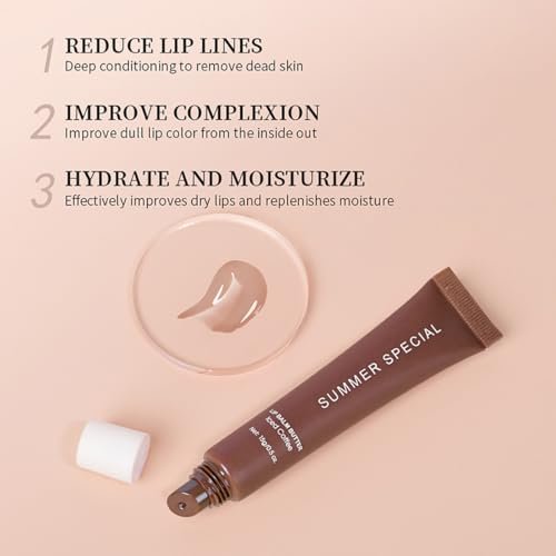 5-Color Summer Special Lip Balm Butter - Shea Butter & Avocado Oil, Lightweight & Non-Sticky, 5 Trending Shades (Vanilla Nude, Mint Clear, Iced Coffee, Cake Glittery Pink, Guava), Soften Dry Lips Care Gift Box for Teens Avelisse