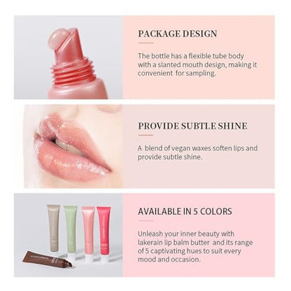 5-Color Summer Special Lip Balm Butter - Shea Butter & Avocado Oil, Lightweight & Non-Sticky, 5 Trending Shades (Vanilla Nude, Mint Clear, Iced Coffee, Cake Glittery Pink, Guava), Soften Dry Lips Care Gift Box for Teens Avelisse