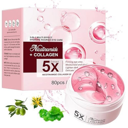 Nicotinamide Under Eye Patches (40 Pairs) – Hydrogel Eye Mask for Puffy Eyes, Dark Circles & Fine Lines with Collagen & Hyaluronic Acid – Skincare Gift for Women