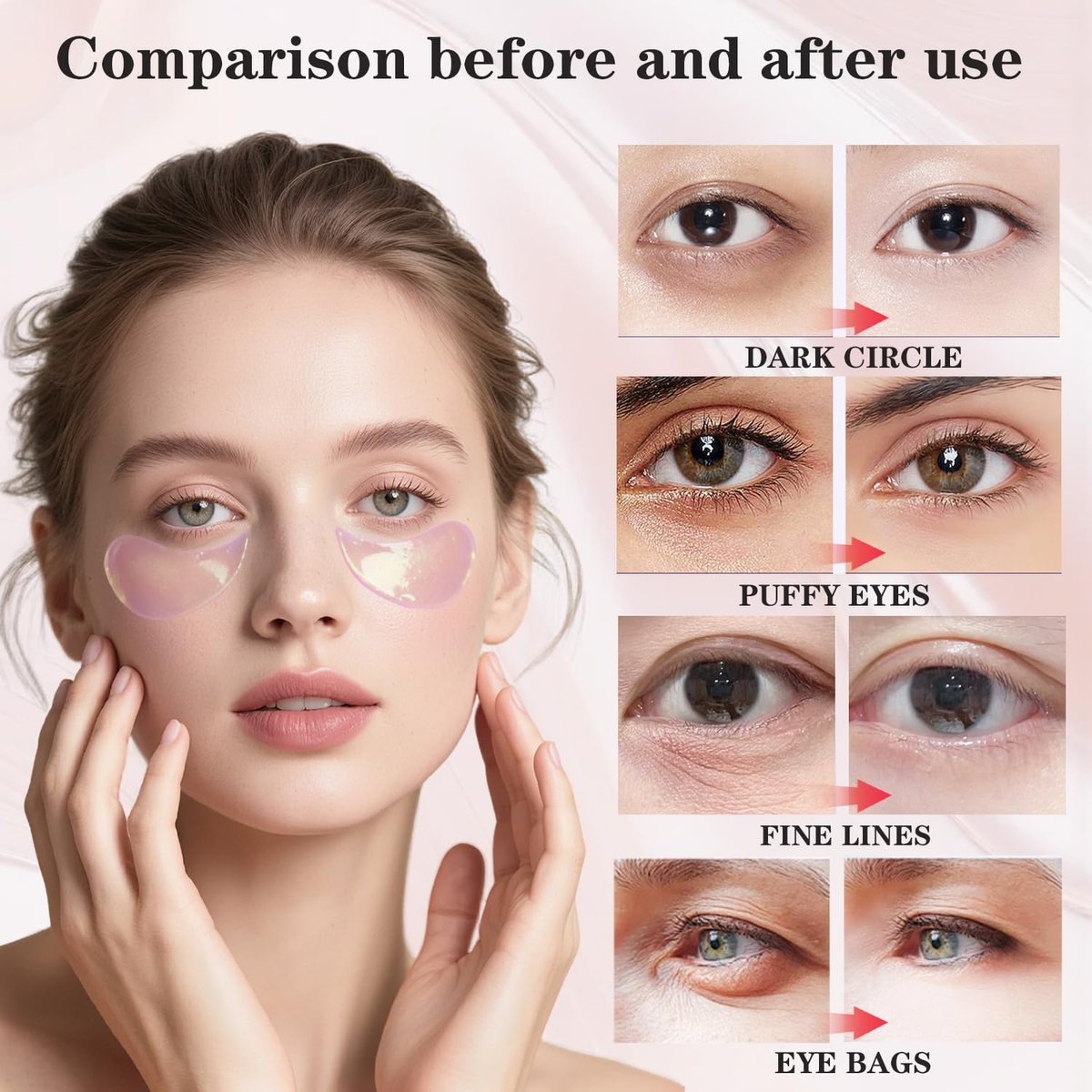 Nicotinamide Under Eye Patches (40 Pairs) – Hydrogel Eye Mask for Puffy Eyes, Dark Circles & Fine Lines with Collagen & Hyaluronic Acid – Skincare Gift for Women - görsel 8