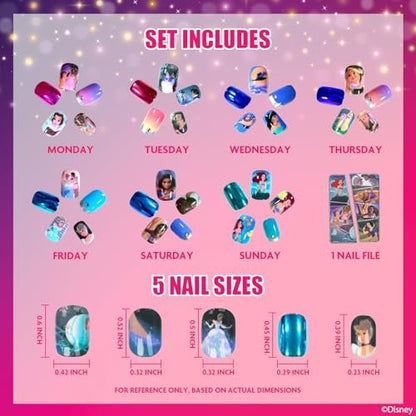 Disney Princess 84-Piece Glitter & Metallic Press-On Nails Set for Kids & Tweens – Townley Girl