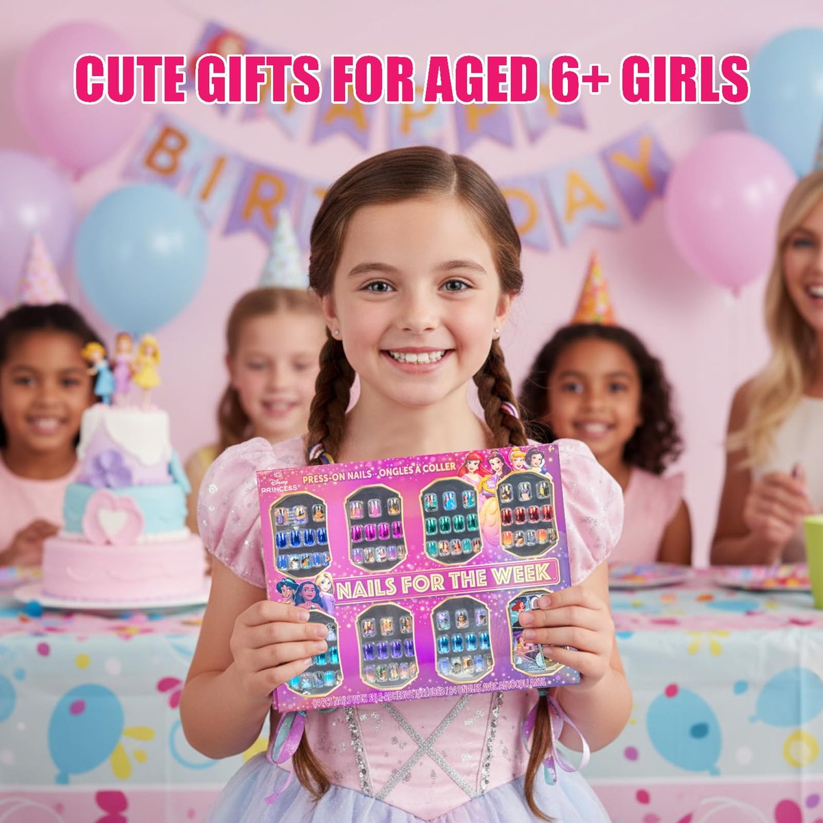 Disney Princess 84-Piece Glitter & Metallic Press-On Nails Set for Kids & Tweens – Townley Girl - görsel 15