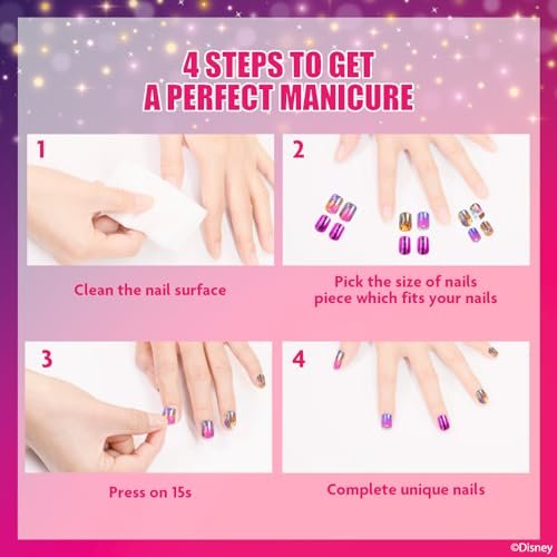 Disney Princess 84-Piece Glitter & Metallic Press-On Nails Set for Kids & Tweens – Townley Girl - görsel 6