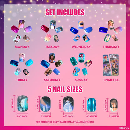 Disney Princess 84-Piece Glitter & Metallic Press-On Nails Set for Kids & Tweens – Townley Girl