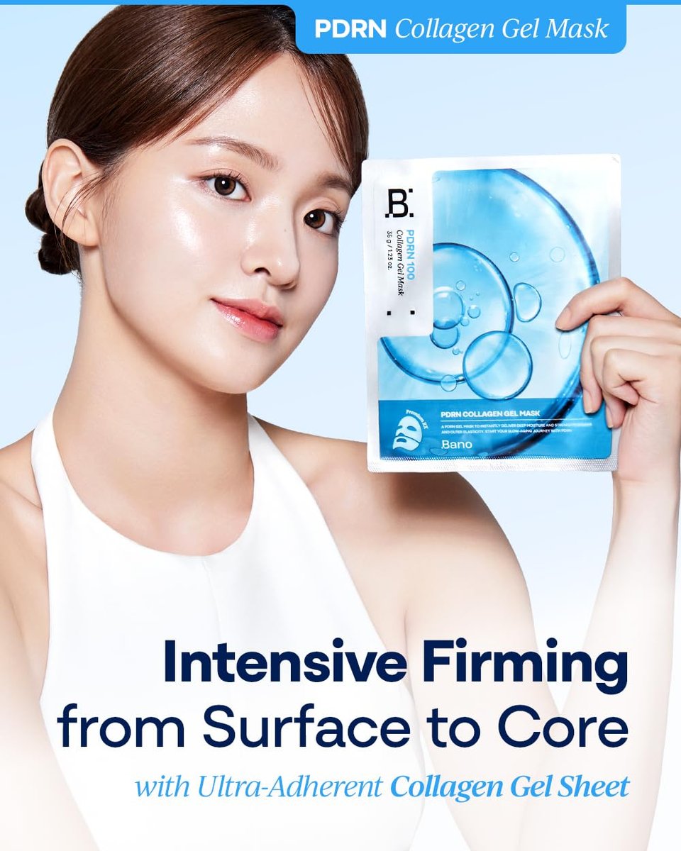 Bano PDRN Collagen Gel Mask - Korean Overnight Face Mask for Firming & Deep Hydrating | Biome PDRN for Skin Elasticity | Fragrance-Free | 1.23 oz, 4 Pack Avelisse
