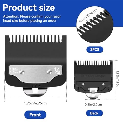 Replacement 1/2 Wahl Clipper Guards Set, 1/16" 1.5mm Metal Hair Clipper Guards for Professional Barbers (2 Pack) - görsel 5