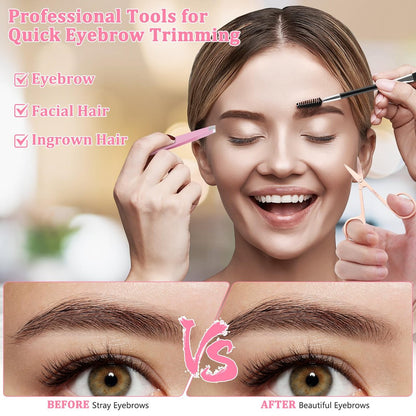 NICEMOVIC 7 Pcs Eyebrow Tweezers Set for Women - Precision Facial Hair Tweezers, Multicolor Grooming Kit, Ideal Mother's Day Gift, Christmas Stocking Stuffer, Birthday Gift for Mom