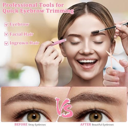 NICEMOVIC 7 Pcs Eyebrow Tweezers Set for Women - Precision Facial Hair Tweezers, Multicolor Grooming Kit, Ideal Mother's Day Gift, Christmas Stocking Stuffer, Birthday Gift for Mom