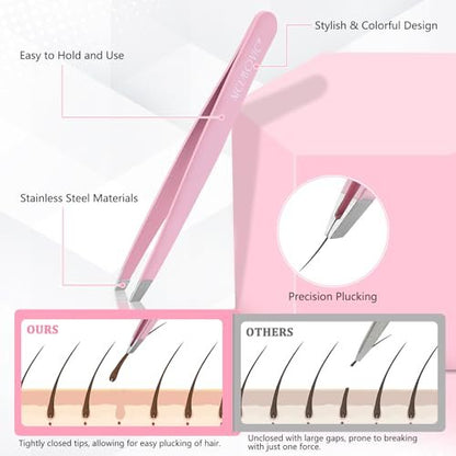NICEMOVIC 7 Pcs Eyebrow Tweezers Set for Women - Precision Facial Hair Tweezers, Multicolor Grooming Kit, Ideal Mother's Day Gift, Christmas Stocking Stuffer, Birthday Gift for Mom