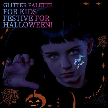 FANDAMEI Glow in The Dark Glitter Gel Palette - 18 Colors Face Body Hair Glitter Makeup for Kids Women Halloween Rave Concert
