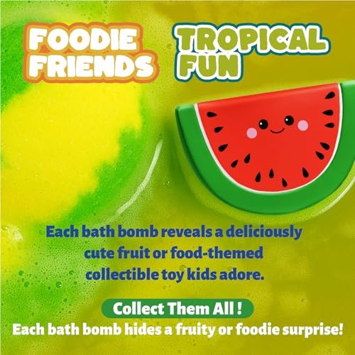 Zippytots Kids Bath Bombs with Food Toys Inside, 16 Pack Colorful Surprise Bath Fizzies Set, Organic Fizzy Bubble Bath Bombs for Girls & Boys, Ages 3+ Avelisse
