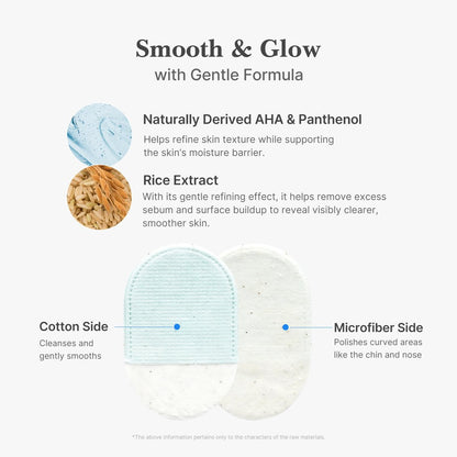 Medicube Zero Pore Peel Pads (8ea) | Exfoliating Mitt for Face & Body | Rice Extract, Natural AHA & Panthenol | Double-Sided Organic Cotton & Microfiber Pads