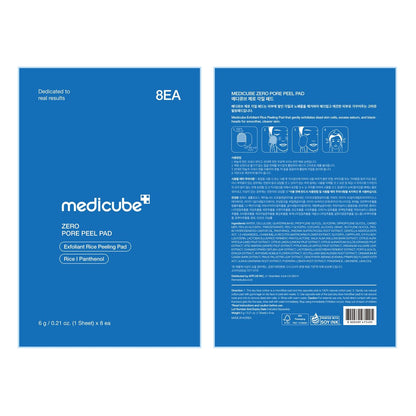 Medicube Zero Pore Peel Pads (8ea) | Exfoliating Mitt for Face & Body | Rice Extract, Natural AHA & Panthenol | Double-Sided Organic Cotton & Microfiber Pads
