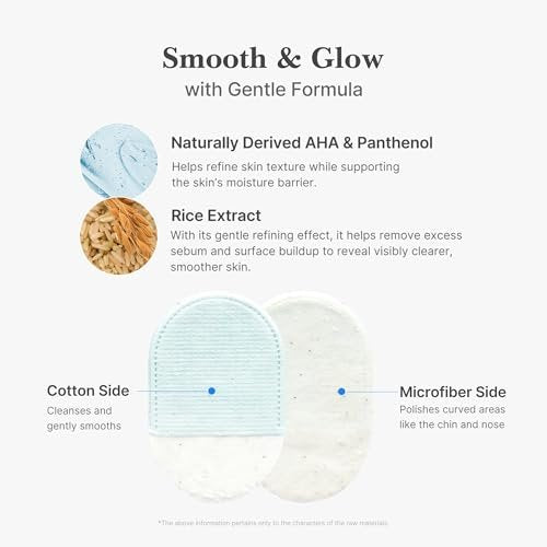 Medicube Zero Pore Peel Pads (8ea) | Exfoliating Mitt for Face & Body | Rice Extract, Natural AHA & Panthenol | Double-Sided Organic Cotton & Microfiber Pads - görsel 5