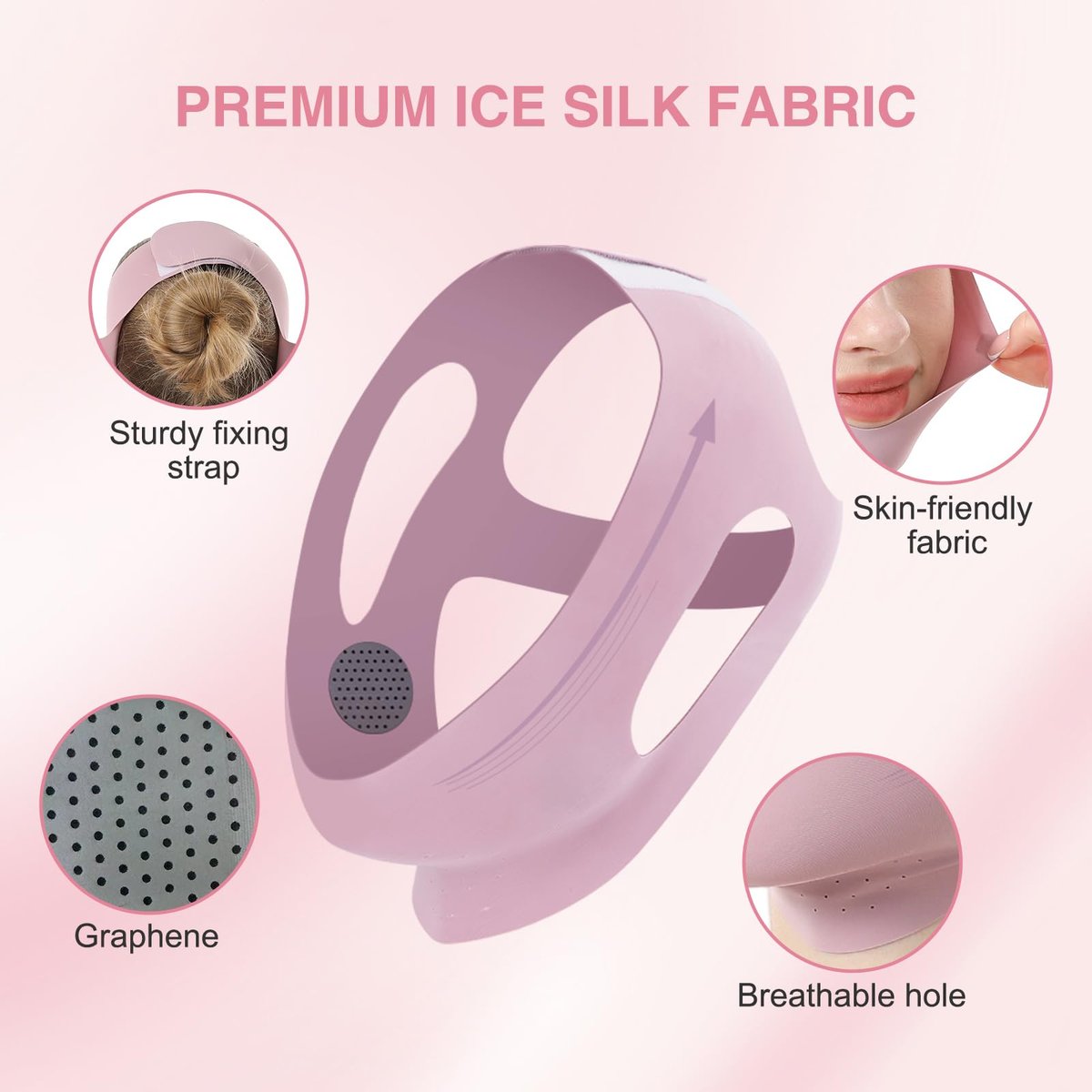 V Line Face Slimming Mask for Sleeping | Double Chin Reducer & Jawline Shaper for Women - Medium (Pink) - görsel 5