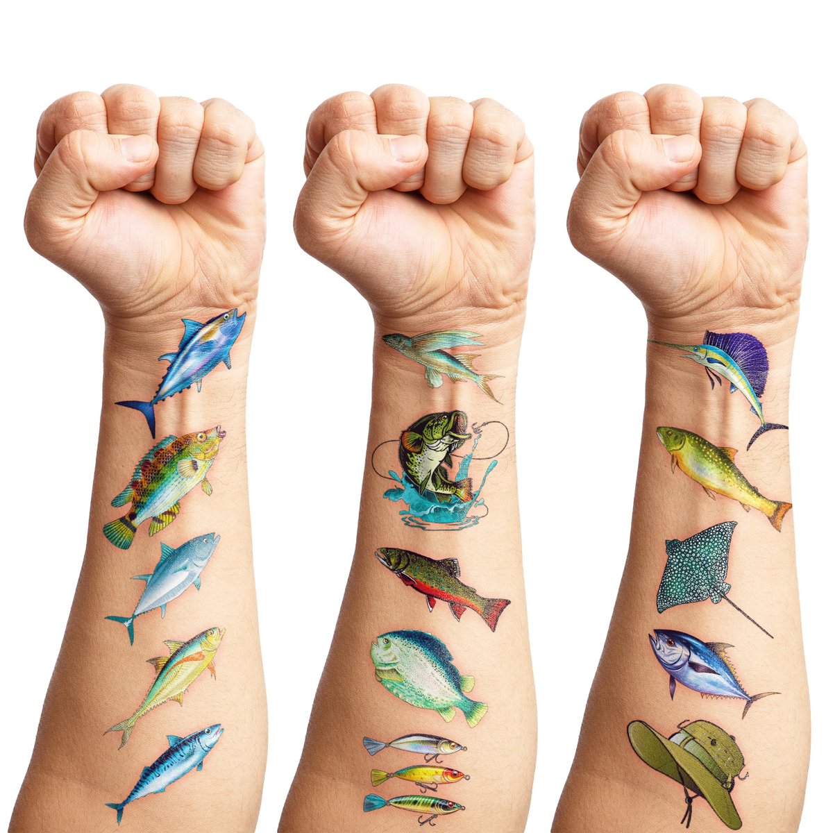 60 PCS Fishing Pre-Cut Temporary Tattoos for Kids & Adults | Birthday Party Favors, School Prizes & Rewards - görsel 13
