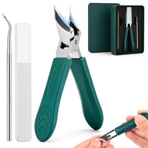 Upgraded Eagle Beak Beveled Nail Clippers – Long Handle Wide Jaw Slanted Nail Clipper 3-Piece Set, Anti-Splash for Men & Women (Green) - görsel 2