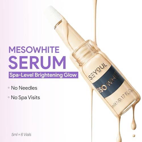 SEYOUL Meso White Facial Serum – Brightening Vitamin C, Niacinamide & Collagen Serum for Dark Spots & Uneven Skin Tone – 6 Vials (0.17 fl oz Each) Avelisse