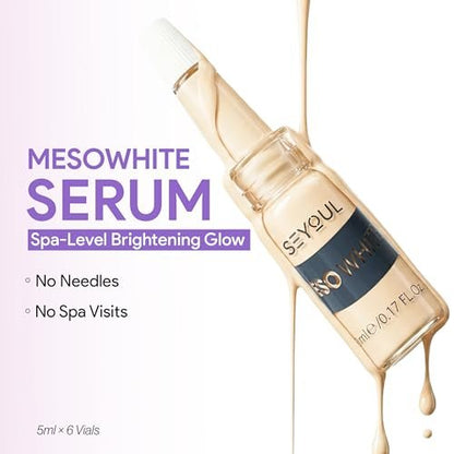 SEYOUL Meso White Facial Serum – Brightening Vitamin C, Niacinamide & Collagen Serum for Dark Spots & Uneven Skin Tone – 6 Vials (0.17 fl oz Each) Avelisse