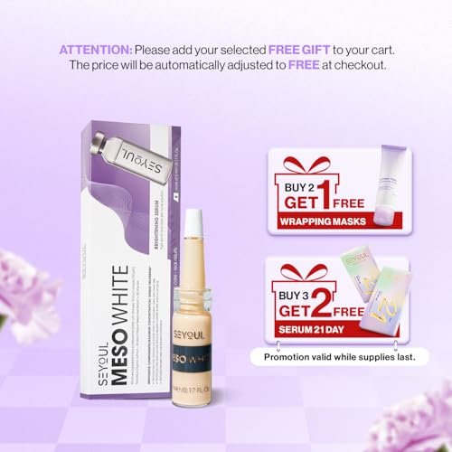 SEYOUL Meso White Facial Serum – Brightening Vitamin C, Niacinamide & Collagen Serum for Dark Spots & Uneven Skin Tone – 6 Vials (0.17 fl oz Each) Avelisse