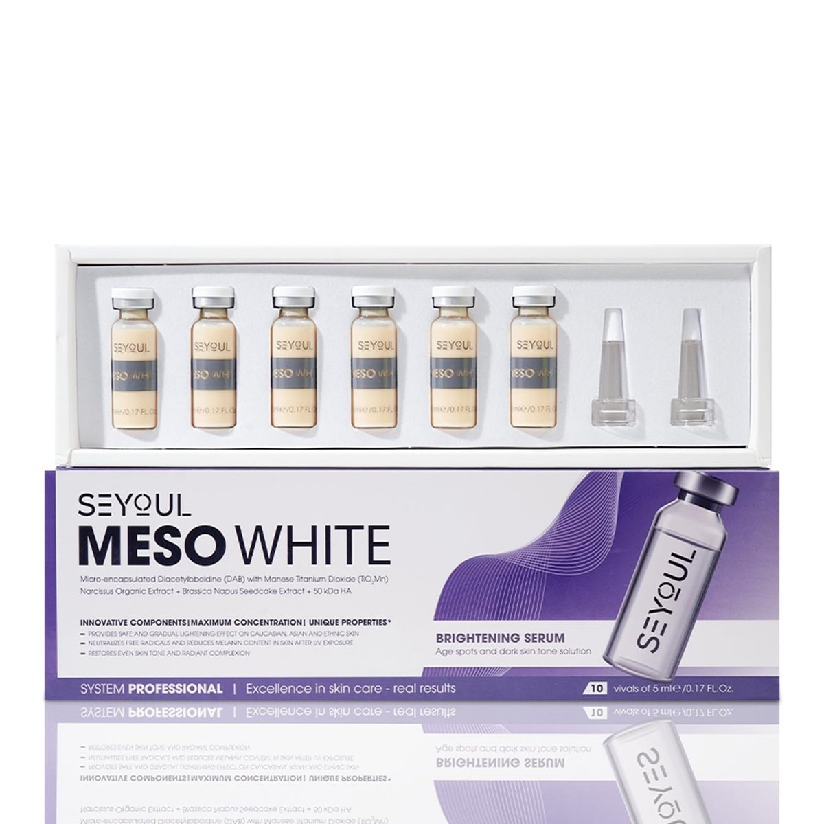 SEYOUL Meso White Facial Serum – Brightening Vitamin C, Niacinamide & Collagen Serum for Dark Spots & Uneven Skin Tone – 6 Vials (0.17 fl oz Each) Avelisse