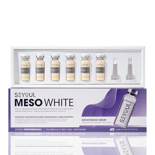 SEYOUL Meso White Facial Serum – Brightening Vitamin C, Niacinamide & Collagen Serum for Dark Spots & Uneven Skin Tone – 6 Vials (0.17 fl oz Each) Avelisse