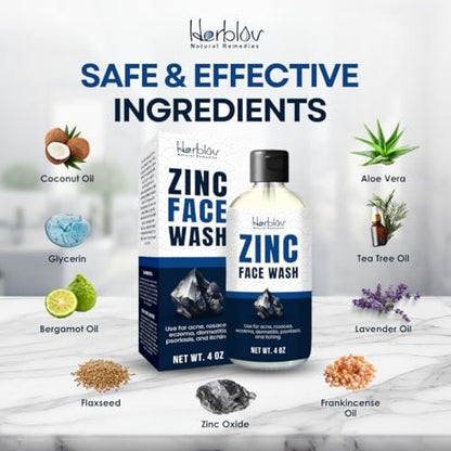 Pyrithione Zinc Face Wash | 2% ZnP Zinc Soap Body Cleanser for Acne, Rosacea, Eczema, Dermatitis, Psoriasis & Itching | Calming Facial Wash Made in USA